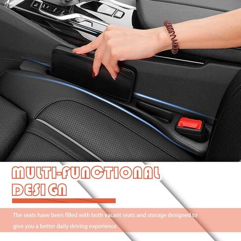 2PCS Car Seat Gap Filler Organizer with Storage Slots,Upgraded Car Gap Filler for Storing Phones,Keys,Items,Plug & Play No Drop Seat Guard for Cars Avoid Items Falling in Saudi Arabia
