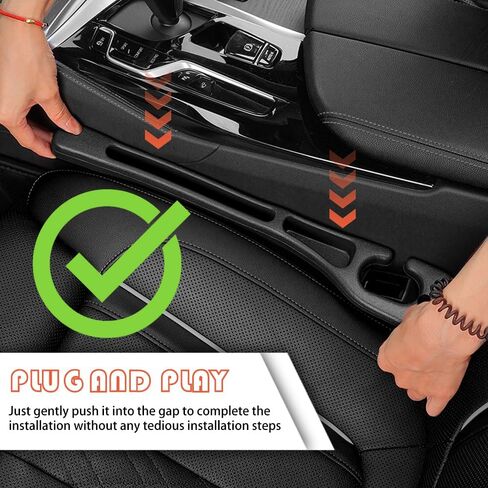 2PCS Car Seat Gap Filler Organizer with Storage Slots,Upgraded Car Gap Filler for Storing Phones,Keys,Items,Plug & Play No Drop Seat Guard for Cars Avoid Items Falling in Saudi Arabia