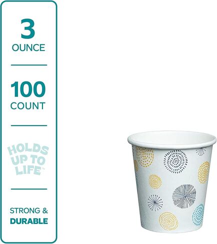 غوستو [100 عدد 3 أوقية. أكواب ورقية صغيرة، أكواب غسول الفم الصغيرة للحمام للاستعمال مرة واحدة - زهور in Kuwait