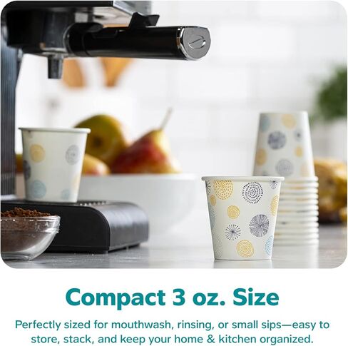 غوستو [100 عدد 3 أوقية. أكواب ورقية صغيرة، أكواب غسول الفم الصغيرة للحمام للاستعمال مرة واحدة - زهور in Kuwait