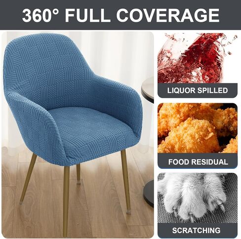Eco-Ancheng Chair Covers Curved Back Dining Chair Covers Accent Chairs Covers Jacquard Swivel Armchair Slipcover Office Chair Sliopcover Chair Protector for Office Living Room Vanity Bedroom,02 in Saudi Arabia