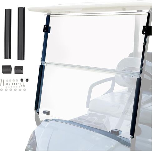 واضحة الزجاج الأمامي المتوافق مع 2007-2016 Yamaha Drive G29 نماذج غاز أو كهربائية قابلة للطي للهبوط المقاوم للأثر 38.75 "W × 35.75" H in Kuwait