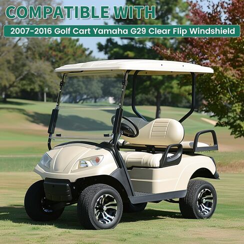 واضحة الزجاج الأمامي المتوافق مع 2007-2016 Yamaha Drive G29 نماذج غاز أو كهربائية قابلة للطي للهبوط المقاوم للأثر 38.75 "W × 35.75" H in Kuwait