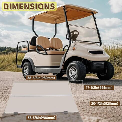 الزجاج الأمامي Ecotric Titned متوافق مع 2007-2016 Yamaha Drive G29 نماذج غاز أو كهربائية قابلة للطي للزجاج الأمامي المقاوم 38.75 "W × 35.75" H in Kuwait