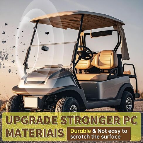 الزجاج الأمامي Ecotric Titned متوافق مع 2007-2016 Yamaha Drive G29 نماذج غاز أو كهربائية قابلة للطي للزجاج الأمامي المقاوم 38.75 "W × 35.75" H in Kuwait
