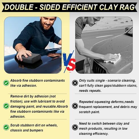 Car Wash Sponge,Dual Sided Car Clay Scrubber for Fast and Effective Removal of Paint,Light Overspray So On,Scrubbing and Clay Work,2-Pack in Saudi Arabia