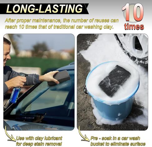 Car Wash Sponge,Dual Sided Car Clay Scrubber for Fast and Effective Removal of Paint,Light Overspray So On,Scrubbing and Clay Work,2-Pack in Saudi Arabia