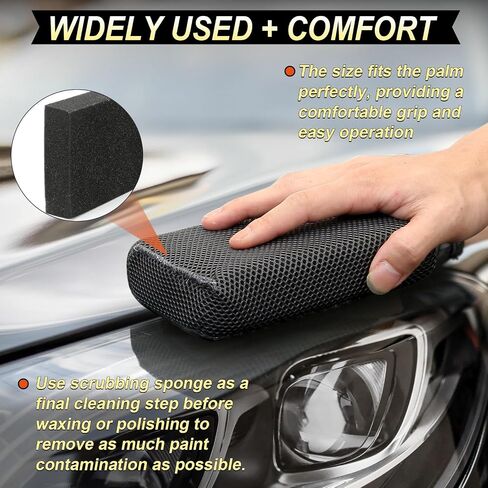 Car Wash Sponge,Dual Sided Car Clay Scrubber for Fast and Effective Removal of Paint,Light Overspray So On,Scrubbing and Clay Work,2-Pack in Saudi Arabia
