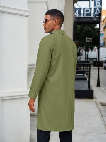 Yousify Mens Trench Coat Single Breasted Casual Slim Fit Windbreaker Lapel Lightweight Long Jacket Overcoat in Saudi Arabia