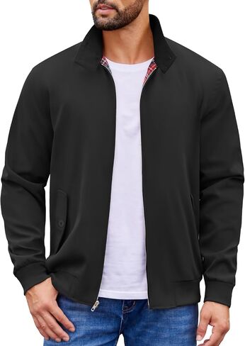 coofandy رجال السترات الخفيفة الوزن غير الرسمية الرياح الرياح zip up معطف الوقوف جاكيت الجولف سترة العمل الأنيقة عمل الخريف in Saudi Arabia