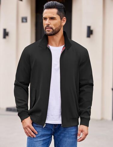 coofandy رجال السترات الخفيفة الوزن غير الرسمية الرياح الرياح zip up معطف الوقوف جاكيت الجولف سترة العمل الأنيقة عمل الخريف in Saudi Arabia