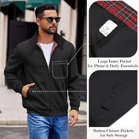 coofandy رجال السترات الخفيفة الوزن غير الرسمية الرياح الرياح zip up معطف الوقوف جاكيت الجولف سترة العمل الأنيقة عمل الخريف in Saudi Arabia