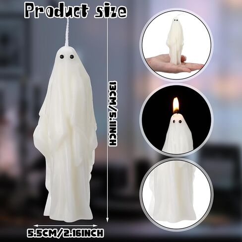 SYHOBORT 6 PCS HALLOWEEN GHOST CONDLES GOTH SPOOKY GHOST TAPER CADLES SOY WAX HOMES FOR BAOT BACKERSERS HALLOWEEN ROOD TABER in Saudi Arabia