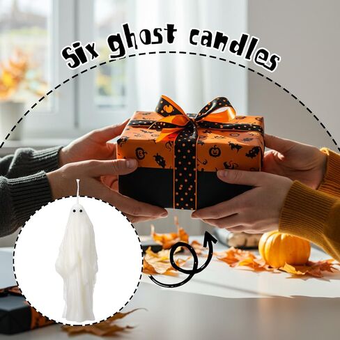 SYHOBORT 6 PCS HALLOWEEN GHOST CONDLES GOTH SPOOKY GHOST TAPER CADLES SOY WAX HOMES FOR BAOT BACKERSERS HALLOWEEN ROOD TABER in Saudi Arabia