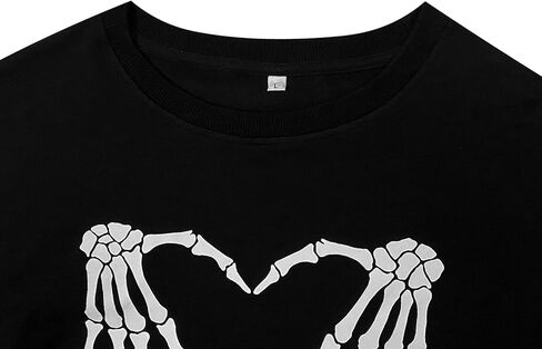 Halloween Sweatshirts for Women:Skull Graphic Crewneck Long Sleeve Tops Lightweight Pullover Sweatshirts in Kuwait