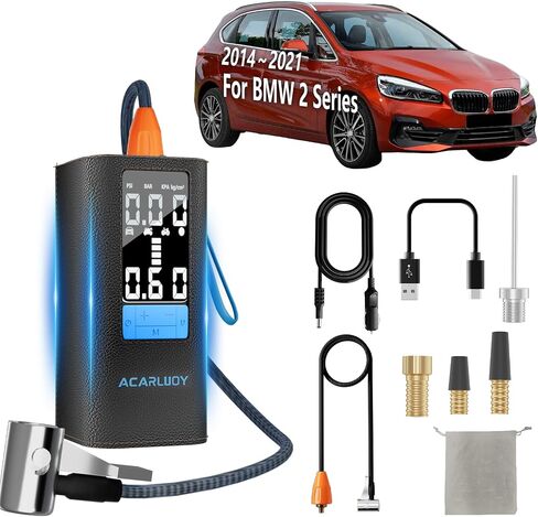 تضخم ضاغط الهواء المحمول-150psi 6000mAh مضخة هواء اللاسلكي لإطارات السيارات ، التضخم الأسرع 3x ، شاشة LCD ، إغلاق السيارات ، مضخة هواء الإطارات ، تناسب سلسلة BMW 2 F46 (2014-2021) in Kuwait