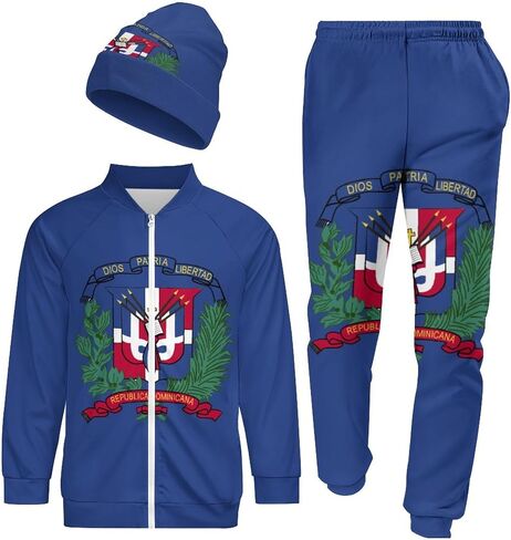 Fattyeery Long Sleeve 3D Funny Print Mens Shirts Dominican Flag Sweatpants Winter And Autumn Blouse for Unisex in Kuwait