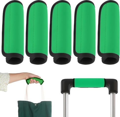 Wuggage Handle Wrap 5 Pack ، علامات الأمتعة | تلتف المقبض | أغلفة مقبض للحقيبة/حقيبة الشاطئ/حقائب الظهر ، معرفات سريعة ساطعة سفر سفر للطائرة (الأخضر × 5) in Kuwait