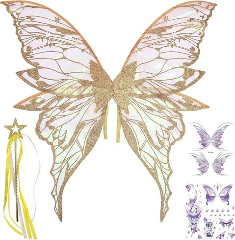 Fairy Wings Costume Set for Adults - Cosplay Accessories with 31.5"x29.5" Butterfly Wings for Halloween, Party in Saudi Arabia