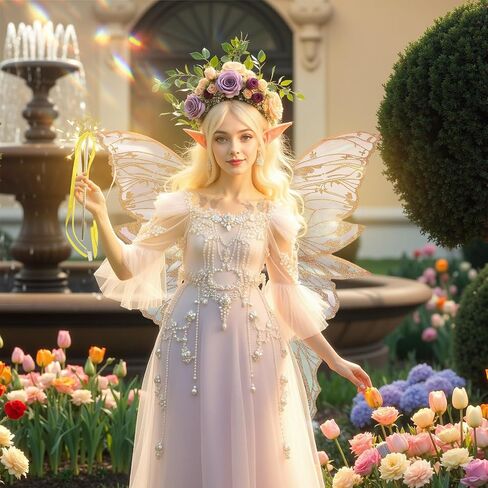 Fairy Wings Costume Set for Adults - Cosplay Accessories with 31.5"x29.5" Butterfly Wings for Halloween, Party in Saudi Arabia