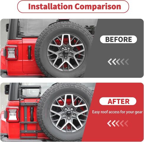 Linskip Tailgate Ladder متوافق مع 2018-2024 2025 Jeep Wrangler JL 4XE Sport Rubicon Sahara Willys Mojave ، سلم الوصول إلى السقف لجيب Wrangler الإكسسوارات الخارجية in Saudi Arabia