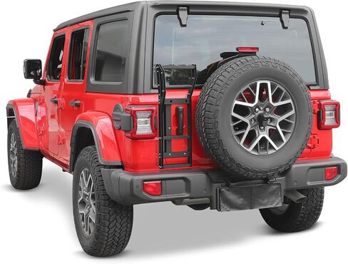 Linskip Tailgate Ladder متوافق مع 2018-2024 2025 Jeep Wrangler JL 4XE Sport Rubicon Sahara Willys Mojave ، سلم الوصول إلى السقف لجيب Wrangler الإكسسوارات الخارجية in Saudi Arabia