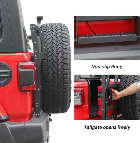 Linskip Tailgate Ladder متوافق مع 2018-2024 2025 Jeep Wrangler JL 4XE Sport Rubicon Sahara Willys Mojave ، سلم الوصول إلى السقف لجيب Wrangler الإكسسوارات الخارجية in Saudi Arabia