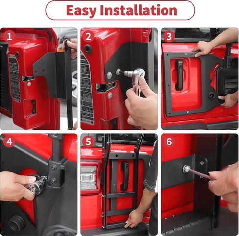Linskip Tailgate Ladder متوافق مع 2018-2024 2025 Jeep Wrangler JL 4XE Sport Rubicon Sahara Willys Mojave ، سلم الوصول إلى السقف لجيب Wrangler الإكسسوارات الخارجية in Saudi Arabia