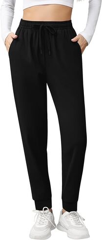 Missufe Women's High Waisted Baggy Sweatpants Workout Lounge Joggers Athletic Cinch Bottom Trousers with Pockets in Saudi Arabia