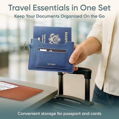 حامل جواز سفر للسفر RFID حظره نحيف جواز سفر محفظة وجواز سفر غلاف الكتب مع نغمة الذهب برغي carabiner وحقيبة الهدايا ، أساسيات المطار (البحرية) in Kuwait