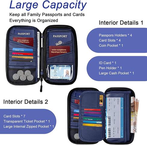 RFID حظر حامل جواز سفر الأسرة ، منظم وثيقة السفر متعددة الوظائف ، للنساء والرجال والعائلات in Kuwait