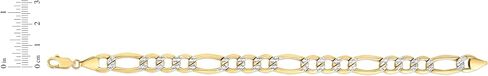 Floreo 10k Two-Tone Gold 8mm Lite Pave Diamond Cut Figaro Chain Link Necklace in Saudi Arabia