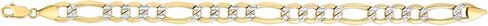 Floreo 10k Two-Tone Gold 8mm Lite Pave Diamond Cut Figaro Chain Link Necklace in Saudi Arabia