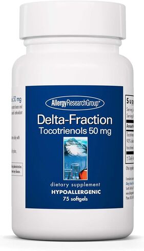 Allergy Research Group Delta-Fraction Tocotrienols Supplement - 50 mg Vitamin E, Annatto, Gamma, Tocotrienols Only, Tocopherol-Free, Hypoallergenic, Softgels - 75 Count in Saudi Arabia