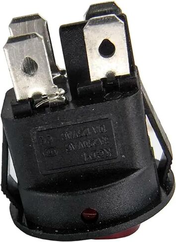 Round Rocker Switch ، 23 مم SPST OFF ، 4 أسنان ، 6A تصنيف ، أسود مع LED أحمر ، حزمة 5 (250 فولت) in Kuwait