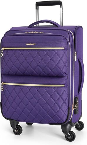 BAGSMART Underseater Carry On Luggage Airline Approved with Spinner Wheels, 16 Inch Small Luggage with TSA Lock, Overnight Small Rolling Softside Suitcases for Women, Navy Blue in Saudi Arabia