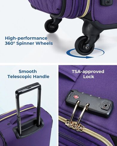 BAGSMART Underseater Carry On Luggage Airline Approved with Spinner Wheels, 16 Inch Small Luggage with TSA Lock, Overnight Small Rolling Softside Suitcases for Women, Navy Blue in Saudi Arabia