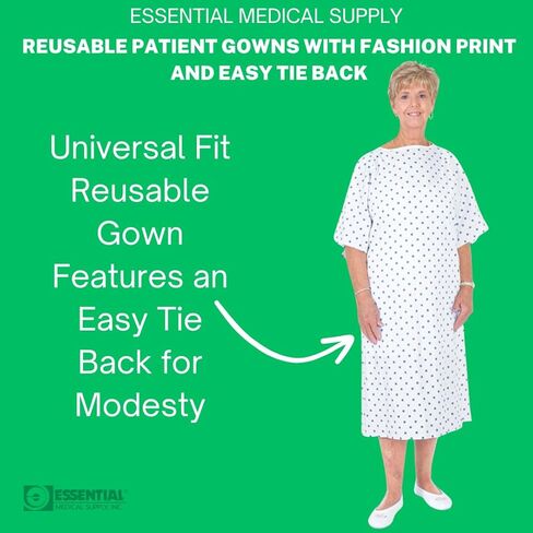 ثوب للمريض قابل لإعادة الاستخدام وملائم عالميًا من شركة Essential Medical Supply مع ربطات عنق، وردي in Kuwait