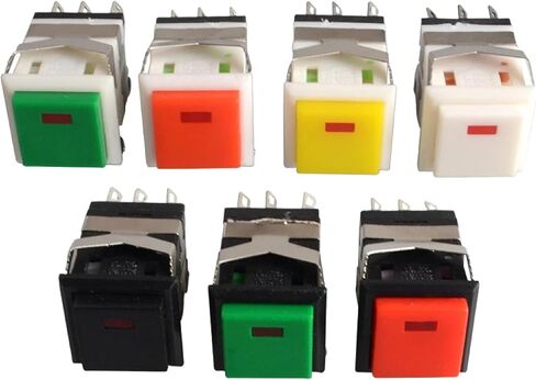تبديل زر الضغط المربع مع مؤشر LED ، والرجوع الذاتي لحظة ، 8 أسنان ، 2NO2NC ، 3A/250V ، 5 عبوات (قذيفة أبيض أسود) in Kuwait