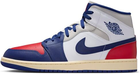 Air Jordan 1 Mid Men's Shoes (White/University Red/Neutral Gray/Deep Royal Blue) in Saudi Arabia