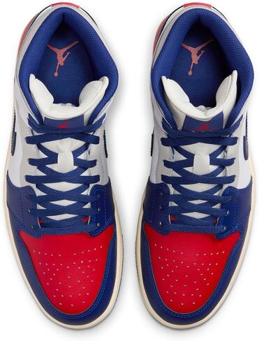 Air Jordan 1 Mid Men's Shoes (White/University Red/Neutral Gray/Deep Royal Blue) in Saudi Arabia
