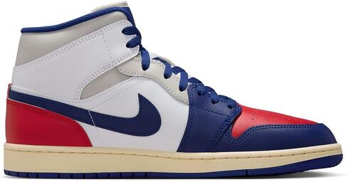 Air Jordan 1 Mid Men's Shoes (White/University Red/Neutral Gray/Deep Royal Blue) in Saudi Arabia