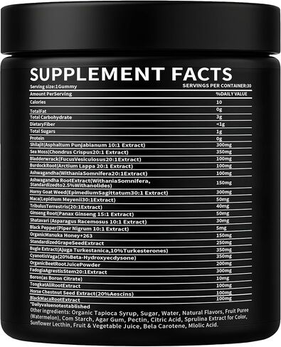 Alpha Gummies for Men - 22 in 1 Gummies with Pure Shilajit | Sea Moss | Ashwagandha | Organic Manuka Honey + 19 More Ingredients, Help Support Daily Energy, Drive & Active Performance, 30 Gummies in Saudi Arabia