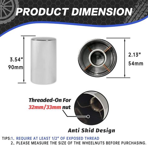 60pcs 33mm lug nut يغطي الكروم ، وشاحنات شبه الشاحنات تغطي الجوز ABS ABS بلاستيك مضاد للتجديف سهلة التثبيت ، وأغطية الجوز لشاحنات شبه الشاحنات in Kuwait