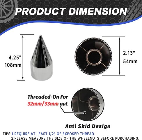 60pcs 33mm lug nut يغطي الكروم ، وشاحنات شبه الشاحنات تغطي الجوز ABS ABS بلاستيك مضاد للتجديف سهلة التثبيت ، وأغطية الجوز لشاحنات شبه الشاحنات in Kuwait