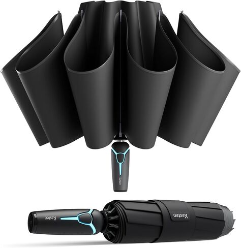 Windproof Travel Umbrella for Rain, Withstand 85MPH Winds, 54 Inch Automatic Reverse Fold Umbrellas Easy Auto Open Close, Portable Compact Umbrella Includes Cover Bag, Perfect for Travel, Car, Commute, Women Men, Backpack in Kuwait