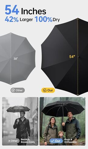 Windproof Travel Umbrella for Rain, Withstand 85MPH Winds, 54 Inch Automatic Reverse Fold Umbrellas Easy Auto Open Close, Portable Compact Umbrella Includes Cover Bag, Perfect for Travel, Car, Commute, Women Men, Backpack in Kuwait