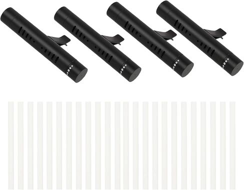 4 PCS AIR AIR PRESSITION OIL DOFFUSER CLIP مع 24 PCS عصي إعادة الملء غير الرائحة ، ناشر معطر هواء الألومنيوم المتميز مناسبة للسيارات ، المكتب ، المطبخ ، الحمام ، منازل الحيوانات الأليفة (أسود) in Kuwait