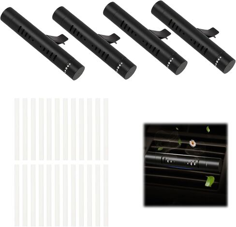 4 PCS AIR AIR PRESSITION OIL DOFFUSER CLIP مع 24 PCS عصي إعادة الملء غير الرائحة ، ناشر معطر هواء الألومنيوم المتميز مناسبة للسيارات ، المكتب ، المطبخ ، الحمام ، منازل الحيوانات الأليفة (أسود) in Kuwait