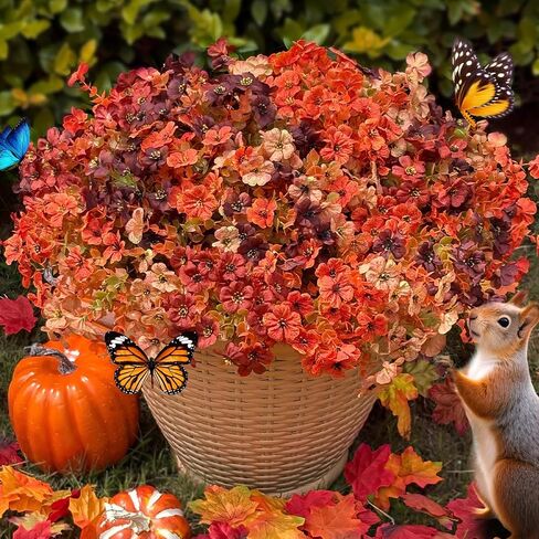Artificial Mums Outdoor Fake Fall Flowers Decorations for Home,16 Bundles Silk Faux Mum Plants Look Real UV Resistant for Outside,Autumn Decor for Porch,Patio,Front Yard & Planters,Thanksgiving in Kuwait
